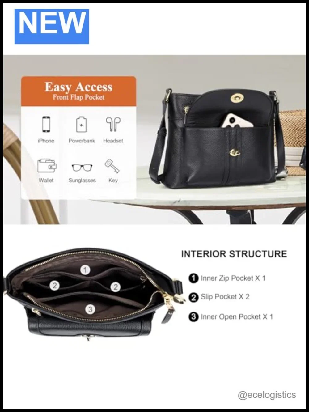 Genuine Leather Crossbody Bag for Women Square Trendy Purse